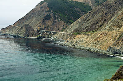 CA: South Coast Region, Monterey County, Los Padres National Forest, Big Sur, Big Creek Area, View of Big Creek Bridge from the Pacific Coast Highway [Ask for #271.052.]