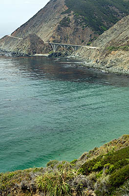 CA: South Coast Region, Monterey County, Los Padres National Forest, Big Sur, Big Creek Area, View of Big Creek Bridge from the Pacific Coast Highway [Ask for #271.053.]