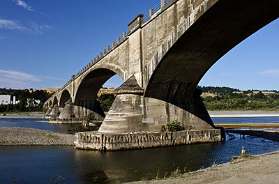 CA: North Coast Region, Humboldt County, Humboldt Bay Area, Ferndale Area, Eel River Bridge at Fernbridge, Built in 1911, this 1,320 foot arched structure is said to be the longest poured concrete bridge in the world. [Ask for #271.080.]