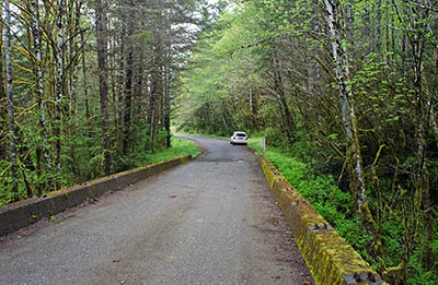 OR: Coos County, Coast Range, Coquille River Mountains, North Fork Coquille River, Paved BLM road crosses the North Fork Coquille River on a concrete bridge. [Ask for #274.098.]