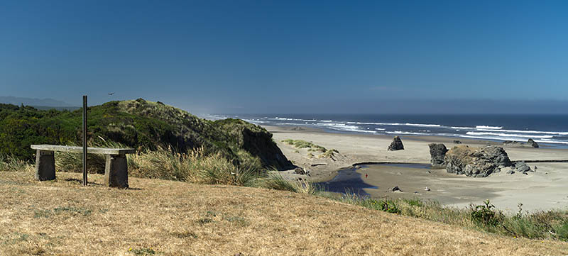 OR: South Coast Region, Coos County, Bandon Area, South Beaches, Bandon State Park, Devils Kitchen Wayside, Vista at the north end of Bandon State Park, where the cliffs meet  the dunes [Ask for #274.367.]