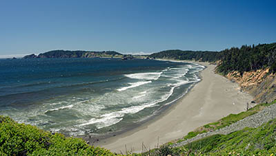 OR: South Coast Region, Curry County, North Coast, Humbug Mountain Area, Humbug Mountain State Park, Sand beaches below cliffs just south of Port Orford [Ask for #274.410.]