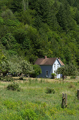 OR: South Coast Region, Douglas County, Pacific Coast, Reedsport Area, Umpqua River Scenic Corridor (SR 38), Schofield Creek-Willard Area, Old traditional farm house [Ask for #274.520.]