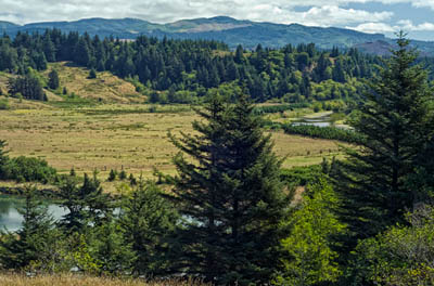 OR: Curry County, North Coast, Cape Blanco Area, Cape Blanco State Park, Hoodoos, cliffs, and beaches at the mouth of the Sixes River [Ask for #274.661.]