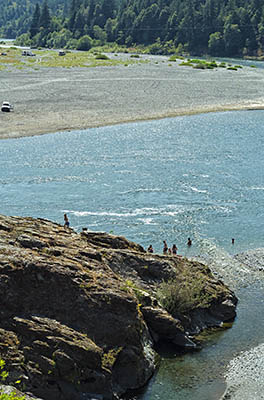 OR: Curry County, Coast Range, Rogue River Area, Lobster Creek Rec Area, A large outcrop in the river provides a swimming hole. [Ask for #274.796.]