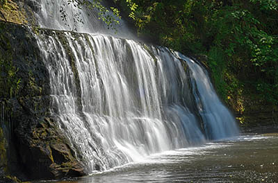 OR: South Coast Region, Douglas County, Coast Range, Reedsport Area, Camp Creek Area (BLM), Camp Creek Canyon, Camp Creek Falls, View of the waterfall [Ask for #276.979.]