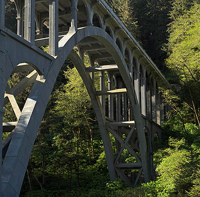 OR: South Coast Region, Lane County, Pacific Coast, Cape Perpetua Area, Heceta Head, Viaduct by Conde McCollough spans the cliffs of Heceta Head [Ask for #278.072.]