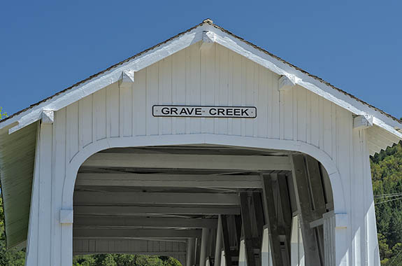 OR: Josephine County, Grants Pass Area, Grave Creek, Grave Creek Covered Bridge [Ask for #278.355.]