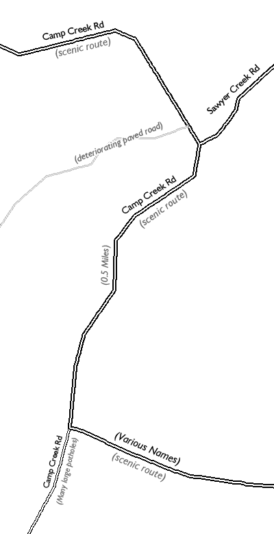 OR: South Coast Region, Douglas County, Coast Range, Reedsport Area, Camp Creek Area (BLM), Upper end of Camp Creek Road [Ask for #990.152.]